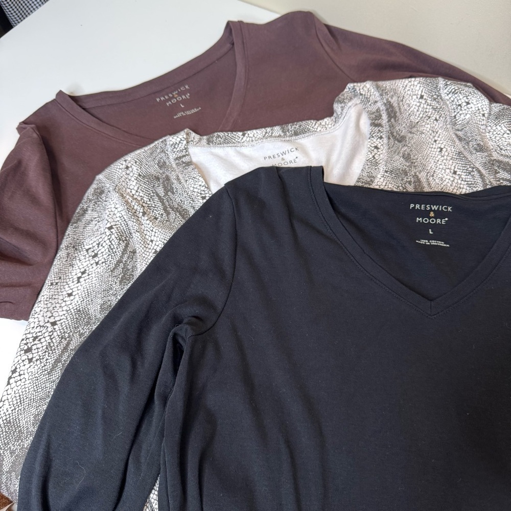 Preswick & Moore Snake Print and Black and brown tops size large